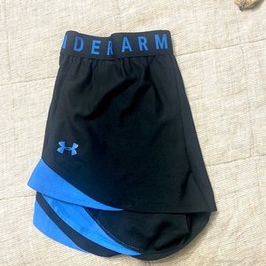 Black and blue UA shorts